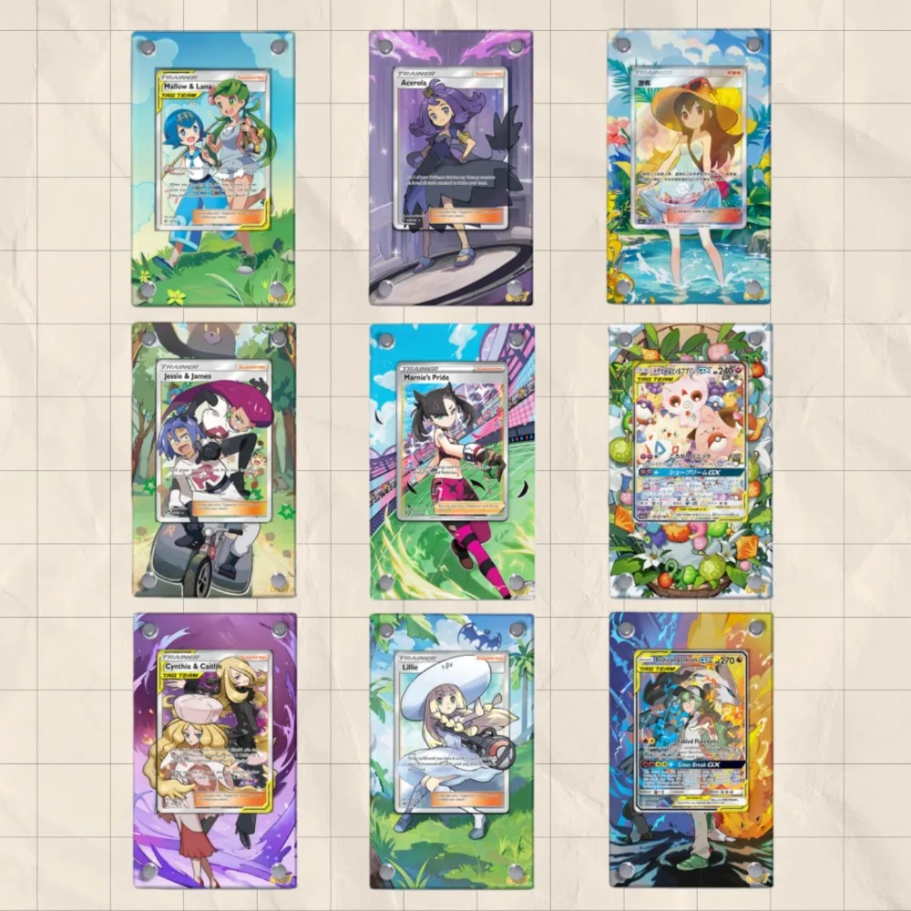 

Для аниме Pokemon Ptcg Reshiram Zekrom Togepi Cleffa Igglybuff Lana Mallow Nessa акриловый защитный чехол для карточек орнамент