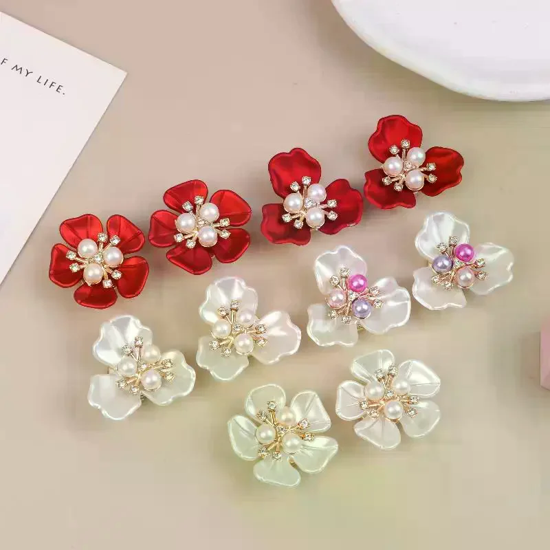 2pcs Shirt Button Covers Floral Buttons Seamless Sewing Clip Decorative Shirts Dresses Fashion Button Clips Clothing Accessory