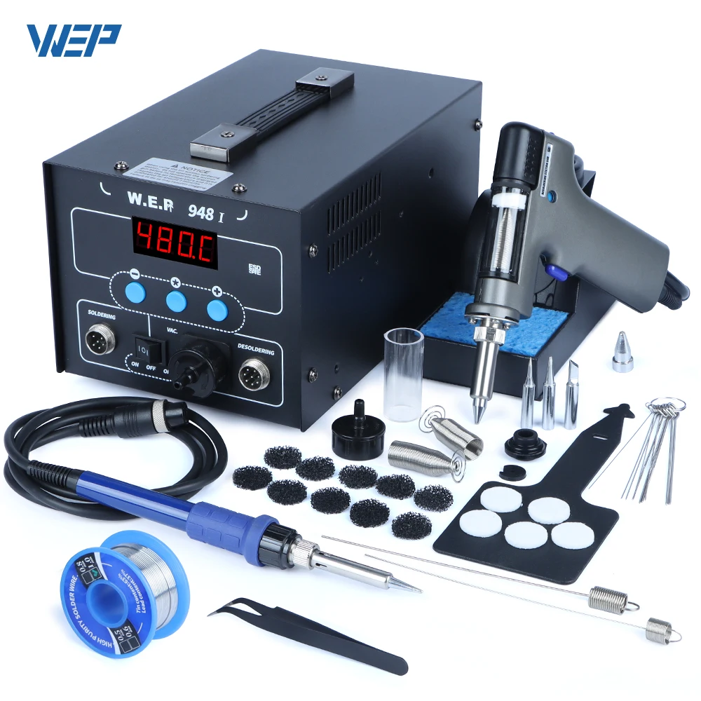 WEP 948-I Desoldering Station 2-in-1 Suction Tin Gun Vacuum Electric Solder Iron Kit Soldering Station For SMD PCB Repair Tool