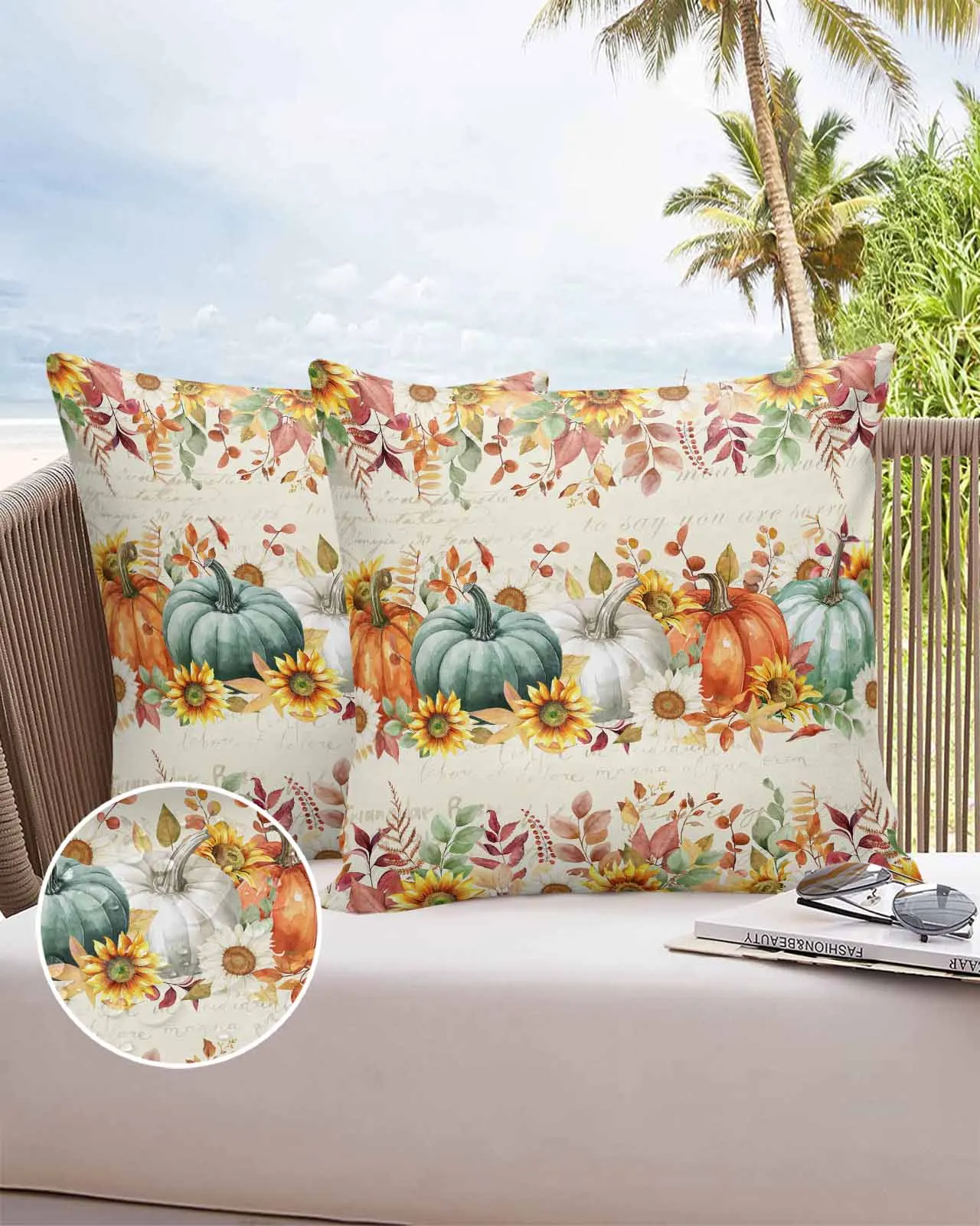 

2/4PCS Thanksgiving Autumn Eucalyptus Decorative Sofa Throw Pillow Cover Case Garden Patio Cushion Covers