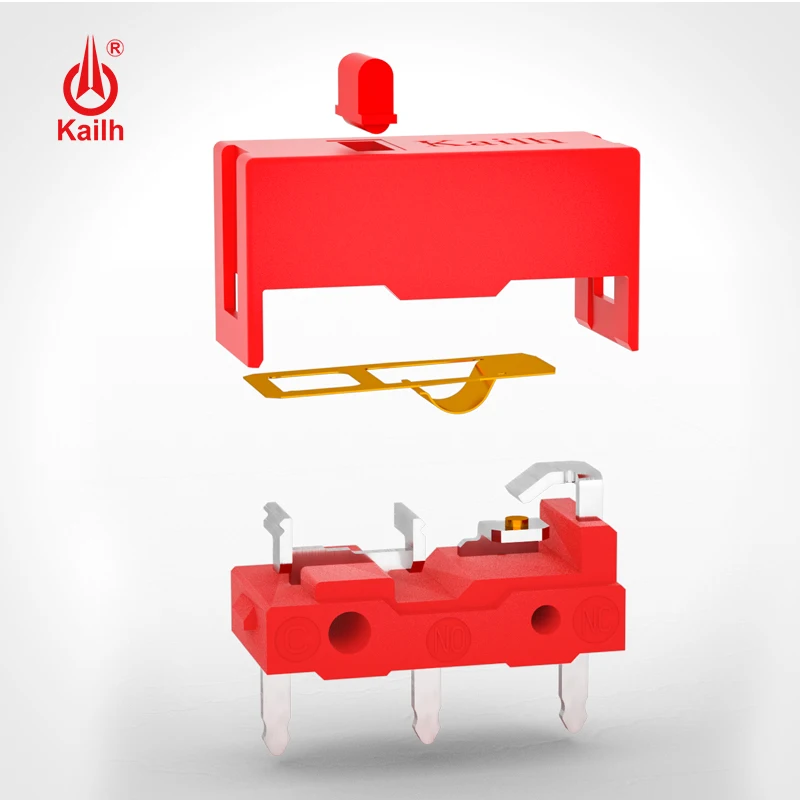 Kailh – Micro-interrupteur rouge GM4.0 60M Life, souris de jeu 3 broches pour ordinateur, bouton gauche/droit