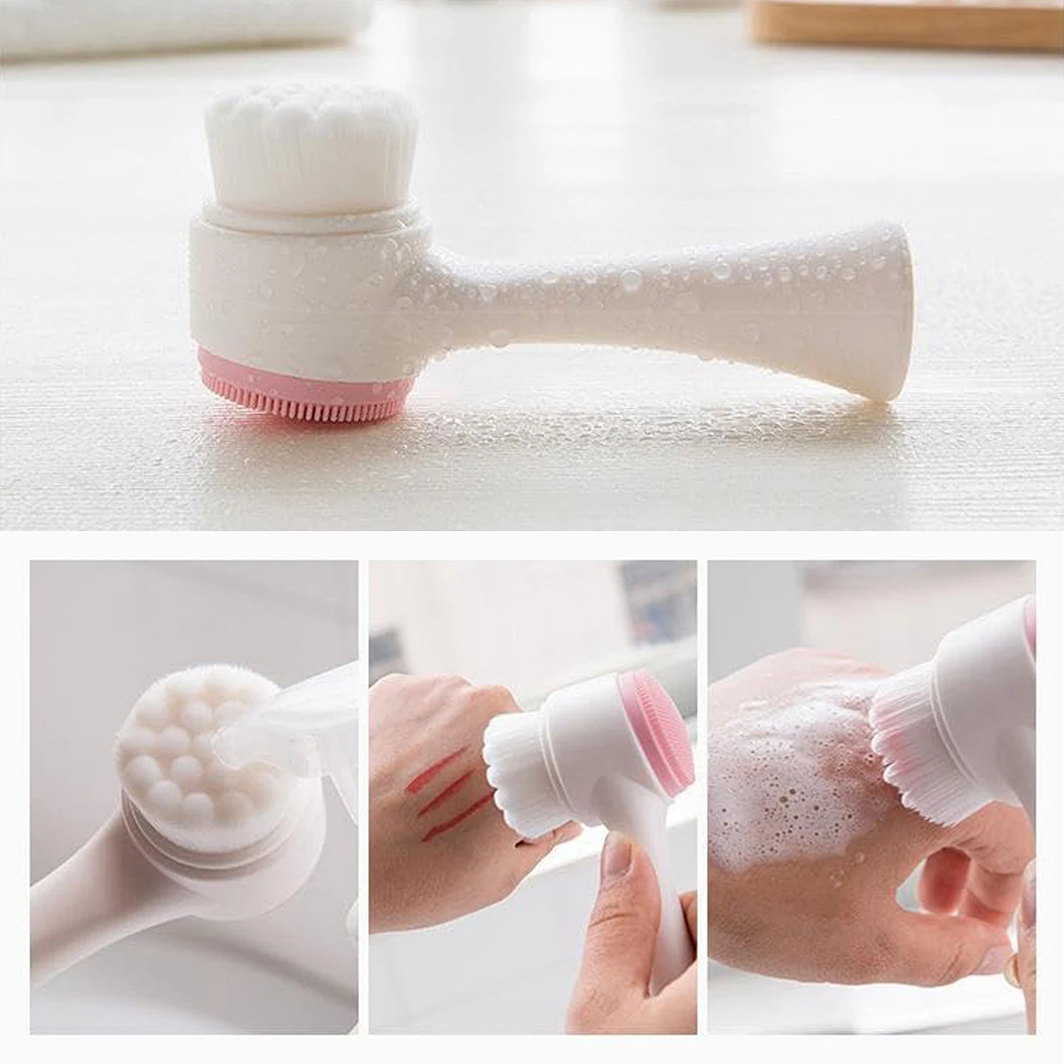 Dwustronna szczoteczka do oczyszczania twarzy, silikonowy czyścik do twarzy z opaską na włosy, usuwanie zaskórników, ręczny masaż, oczyszczanie porów, peeling