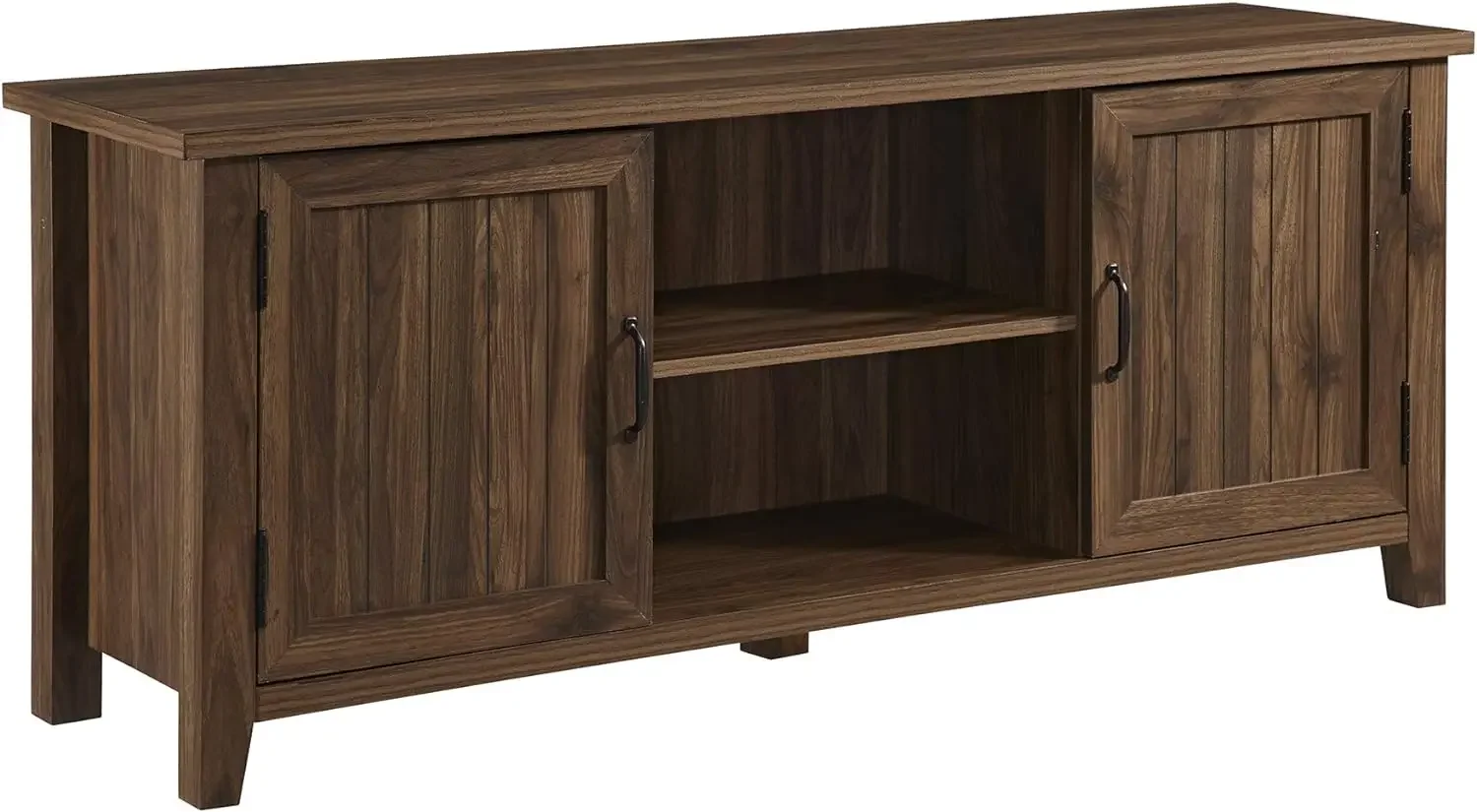 Walker Edison Buren Classic Grooved Door TV Stand for TVs up to 65 Inches, 58 Inch, Walnut