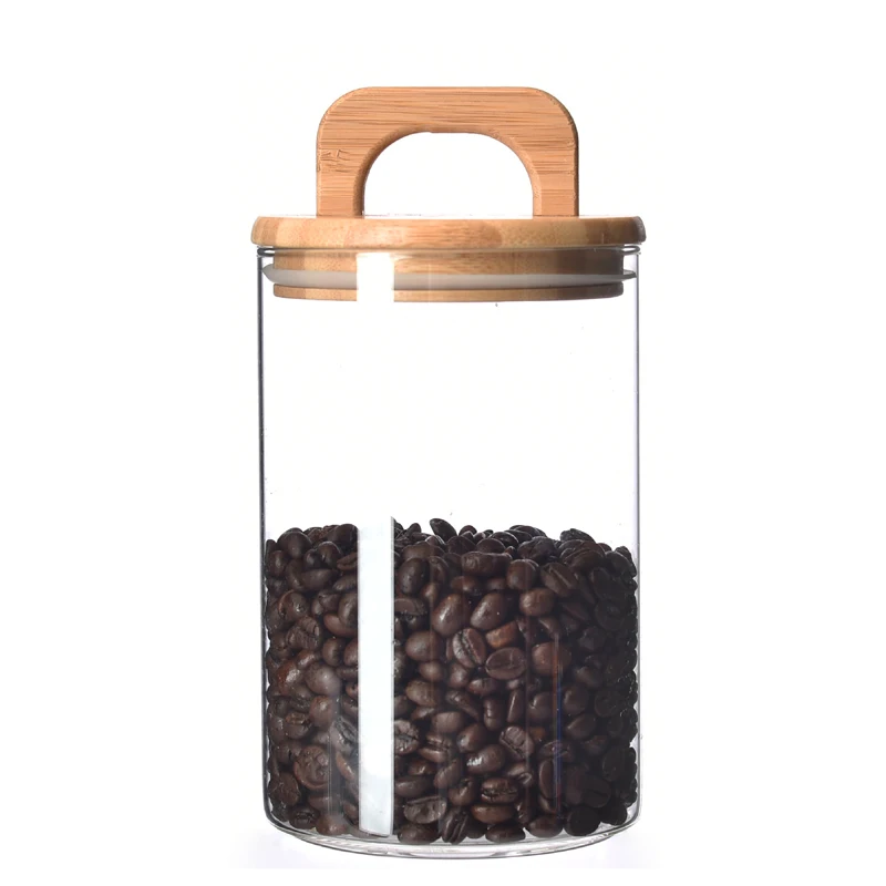 American Handle Sealed Can Kitchen Multifunctional Transparent Glass Storage Bottle Coffee Storage Display Can Household Storage