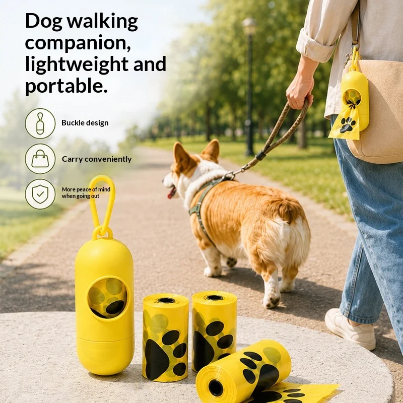 Thickened Biodegradable Pet Waste Bags Plastic Roll Dog Poop Bags Leakproof Easy Tear Cat Cleanup Walking Camping Travel Easy