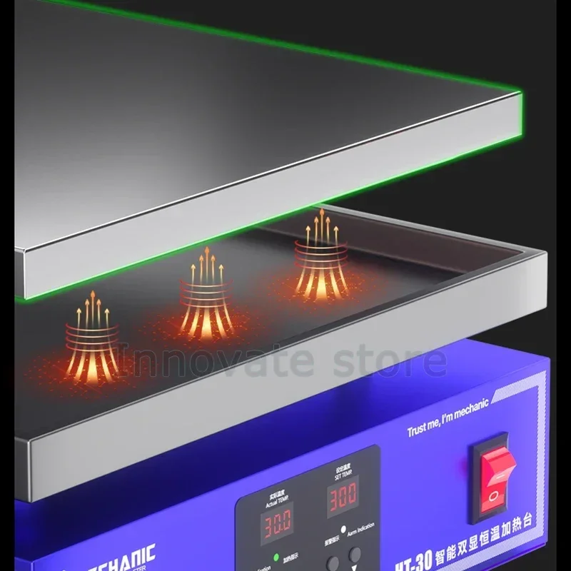 Piattaforma di riscaldamento MECCANICO HT-34 Stazione di riscaldamento termostatico intelligente a doppio display per la rimozione dello schermo Preriscaldatore a strati