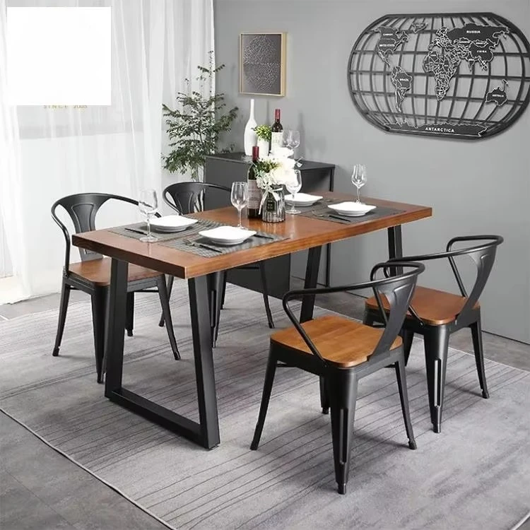 Custom Wholesale Modern Coffee Shop Fast Food Square Desktop Commercial Cafe Wooden Restaurant Furniture Chair Set