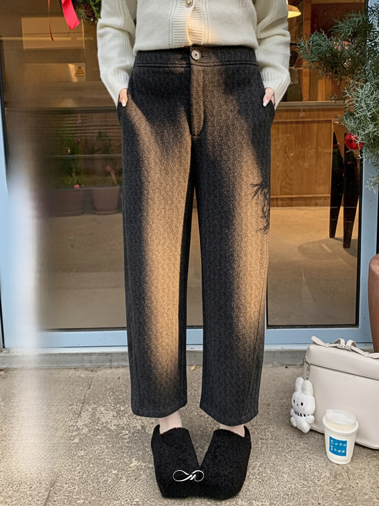 

Новинка: Женские повседневные шерстяные брюки больших размеров с высокой талией, прямые, длиной 9/10, с фактурным дизайном, зимние