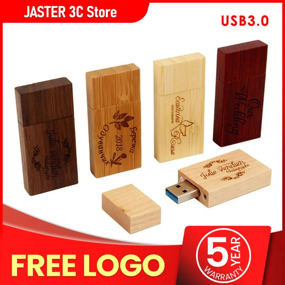 JASTER עץ בלוק USB 3.0 דיסק און קי אדום עץ Pendrive 4gb 8gb 16gb 32gb 64gb 128GB זיכרון Stick U דיסק מתנה