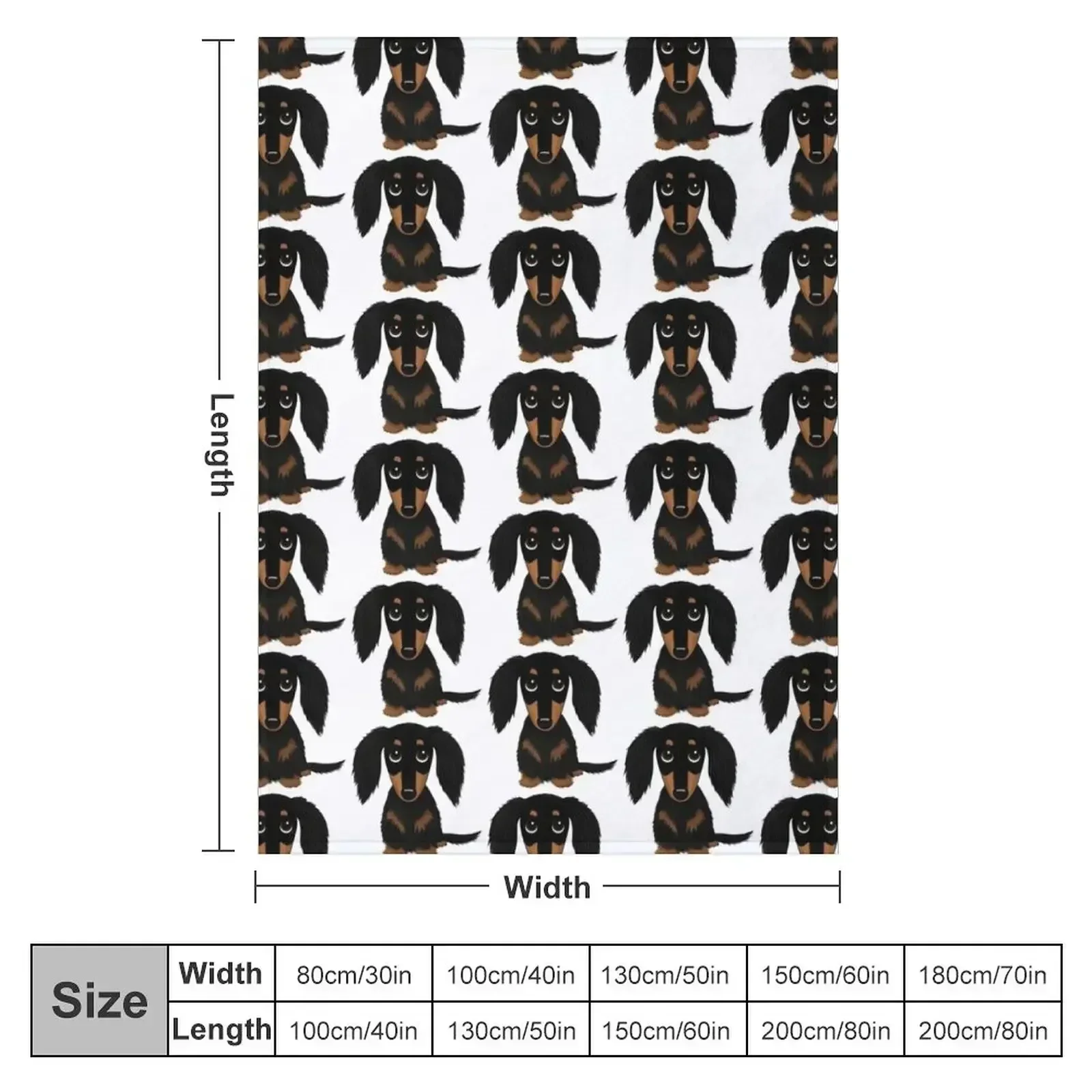Black and Tan Long Haired Dachshund Throw Blanket couch cozy soft plush fuzzy picnic outdoor blanket