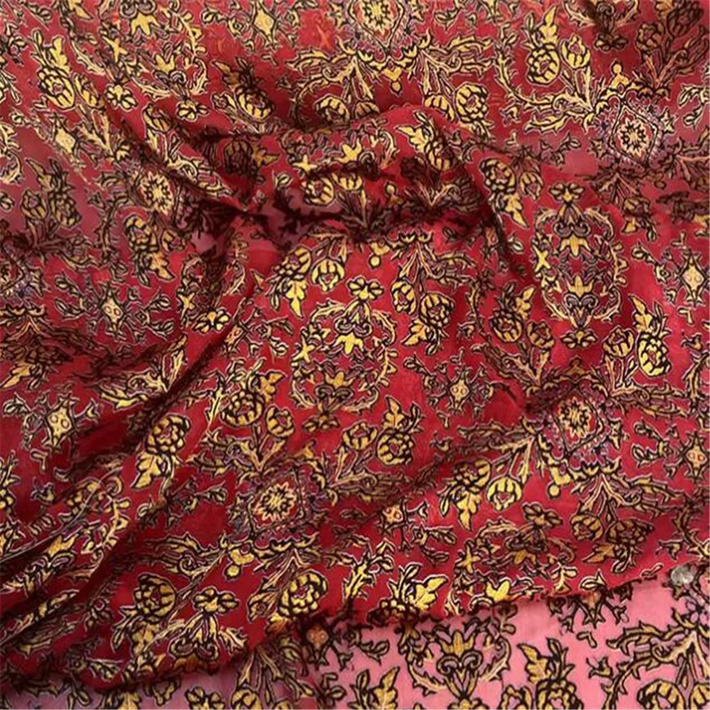 New Coming Vintage Charming Red Silk Burn Out Fabric Opal for Amazing Women Holiday Clothes