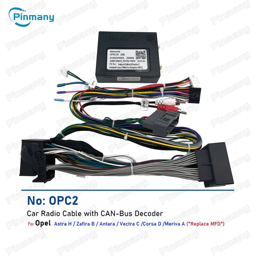 Car Radio Cable OPC2 Power Wire Harness Adapter with CAN Bus Decoder for Opel Astra H Zafira B Antara Vectra C Corsa D Meriva A