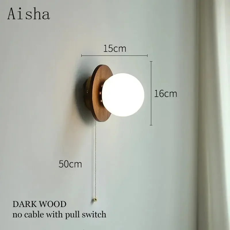 Lámpara de pared de madera maciza de nogal Wabi-sabi, luz de pared decorativa Simple para el hogar y el dormitorio, para espejo, pasillo frontal con