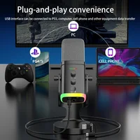 Professional RGB Light USB Gaming Microphone with ShockMount - Noise-Cancelling Mic, Plug & Play Recording,Streaming Equipment for Game Console, Mobile Phones, PCMusic Accessories Professional RGB Light 2