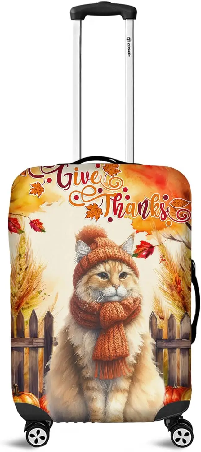 سعيد الشكر رجل يعطي شكرا الخريف قبعة وشاح ترحيب السفر غطاء الأمتعة القط عاشق هريرة مالك الهدايا حقيبة