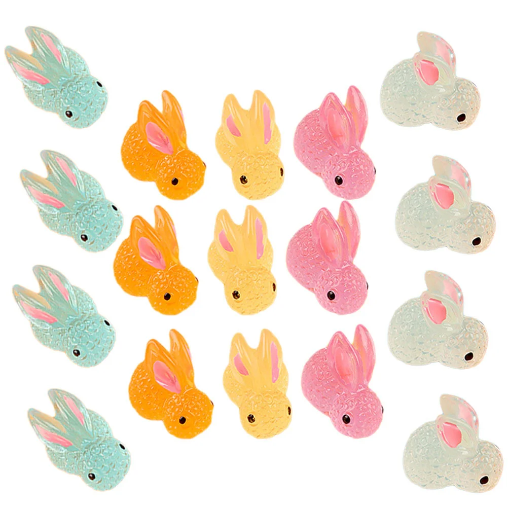 

25Pcs Glow in Dark Resin Mini Rabbit Statues Small Bunny Tabletop Ornaments for Home Garden Decoration Miniature Bunny Ornaments