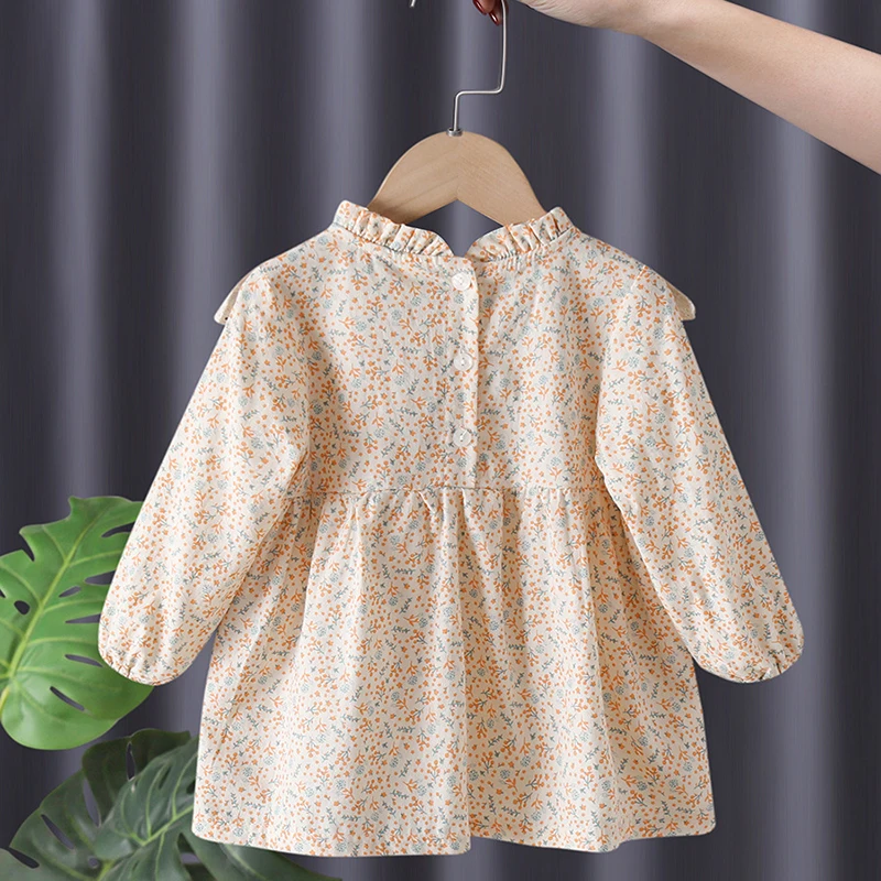 Baby Girl Dresses Clothing Autumn Spring Toddler Baby Girls Bow Floral Print Long Sleeve Clothing Fashion Style Dress