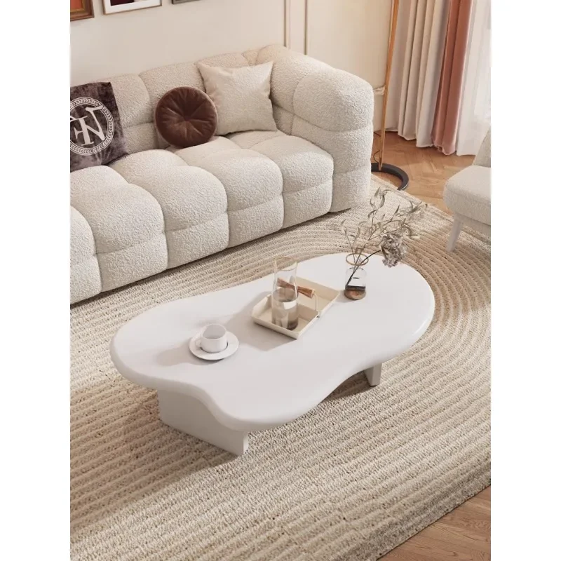 Small apartment cloud coffee table French cream style white simple Internet celebrity ins side table living room special-shaped