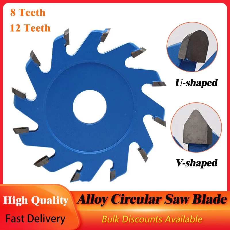 

1Pc 8/12 Teeth Alloy Circular Saw Blade U/V-Shaped Slotted Aluminum Composite Panel Cutting Disc For Woodworking Carving 95*20mm