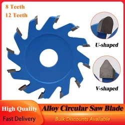 1Pc 8/12 Teeth Alloy Circular Saw Blade U/V-Shaped Slotted Aluminum Composite Panel Cutting Disc For Woodworking Carving 95*20mm