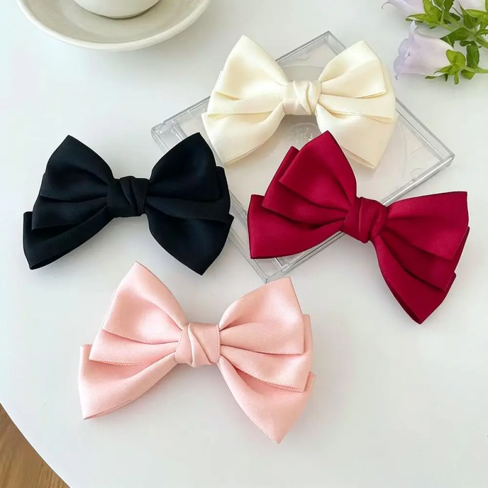 Cute Triple Layer Bowknot Hairpin Soft Cotton Ribbon Barrettes For Girls Sweet Princess Style Hair Accessories