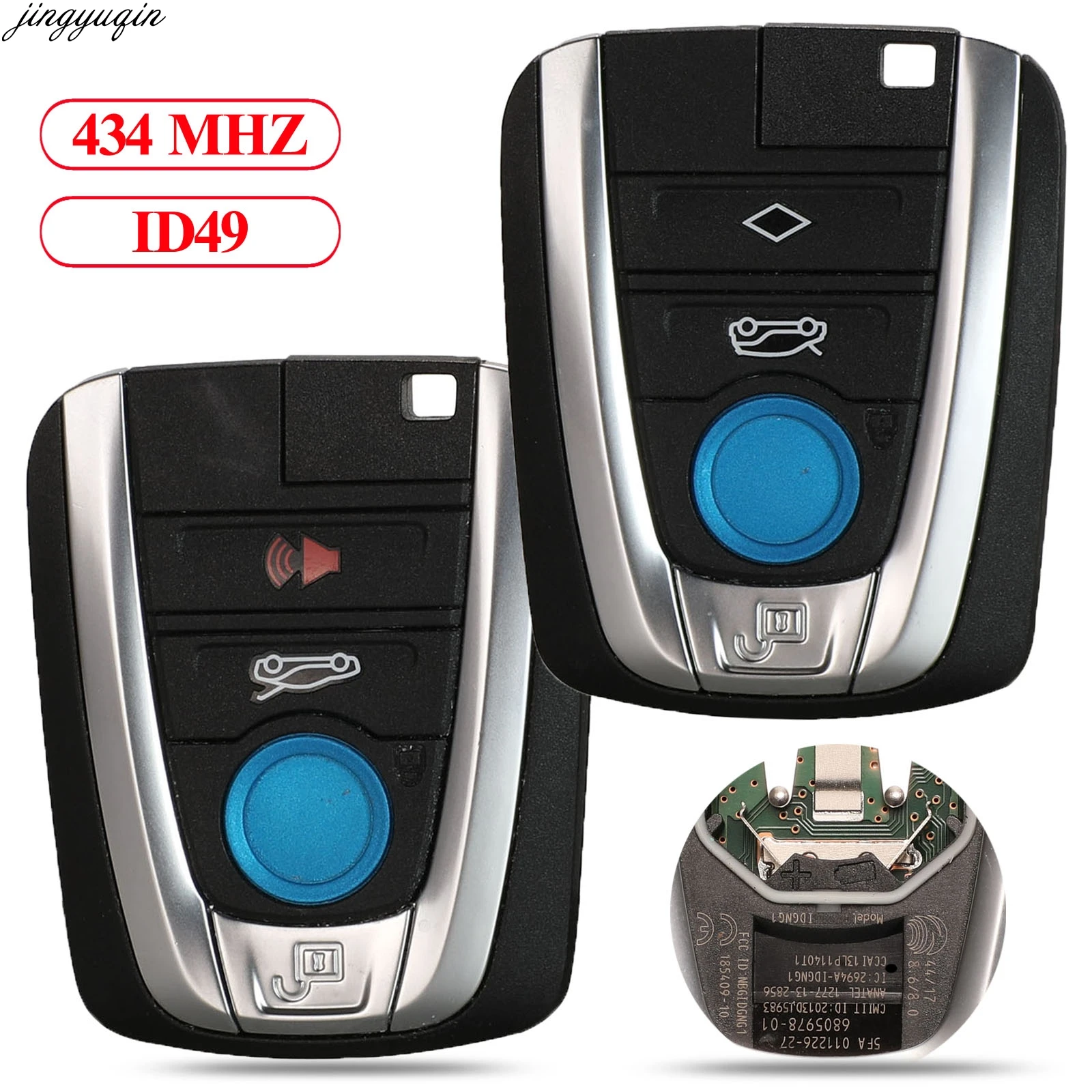 Jingyuqin Remote Control Car Key Original 434Mhz ID49 For BMW i3 i8 Series 2014-2017 4BTN Keyless FOB NBGIDGNG1