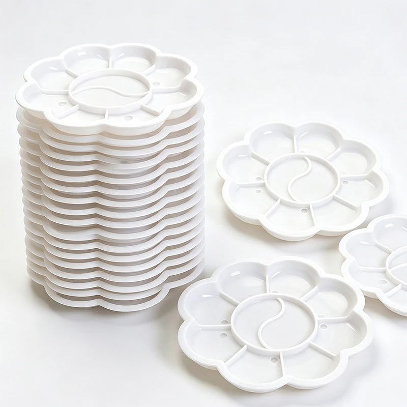 10/20PC Small Painting Supplies Portable Plum Blossom Palette Compact Flower Shaped Paint Tray For Watercolor Acrylic Mixing ZYF
