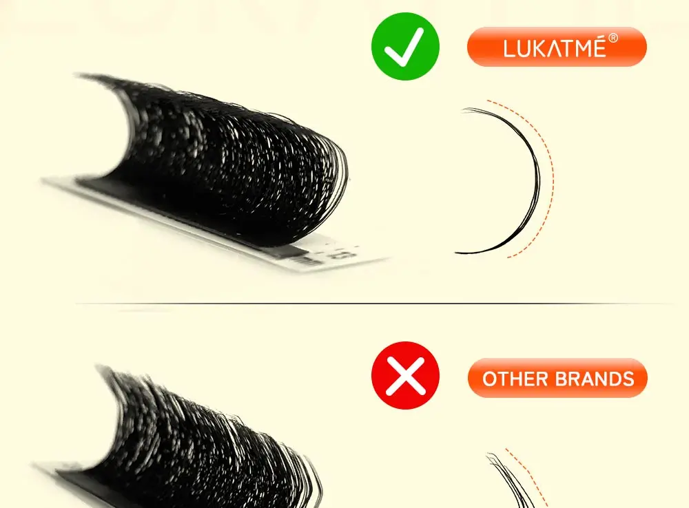 LUKATME 2 Stück Gemischte Stile YY W Wimpern + Pinzette, 4D-7D Braune Volumenfächer D/M Curl 7-15mm Großhandel Wimpernverlängerungs-Set – Detail 8