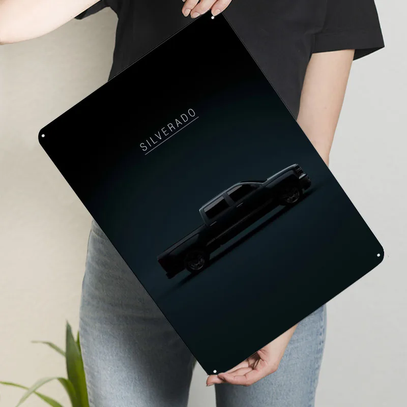 2014 سيلفرادو طاقم الكابينة صفيح علامات سيارة ملصق الحمام ديكور علامة معدنية مخصصة للجدار الفن الديكور غرفة الداخلية خمر #3