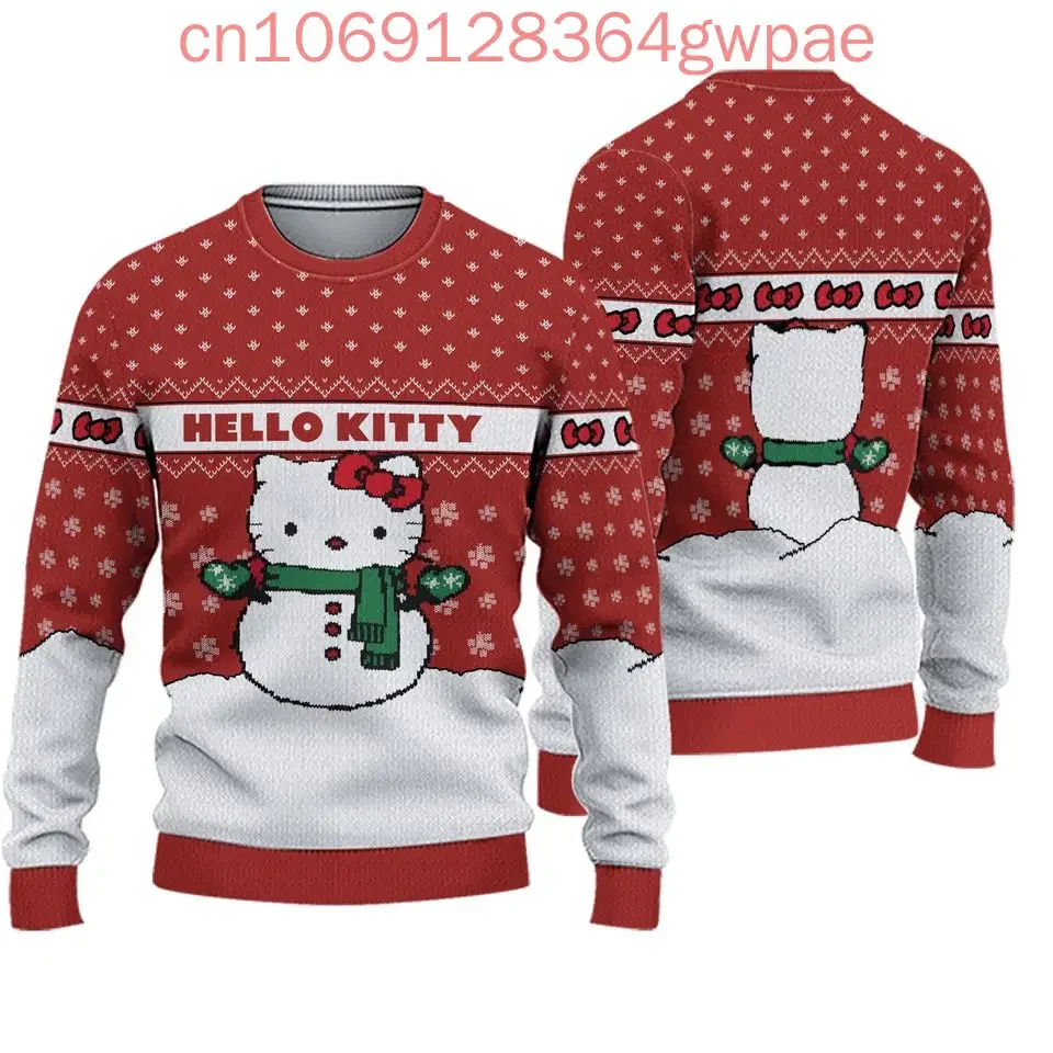 Hello Kitty Ugly Sweater Men And Women 3d Sweater Tops Sanrio Cartoon Ugly Christmas Sweater Anime Xmas Gifts Christmas Sweater