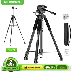 Huepar Tripod For Laser Level 1.6M/62.99'' Stand Adjustable Height With Swivel Pan Head,1/4