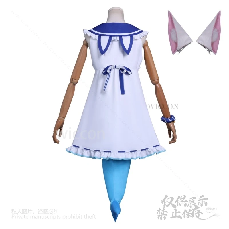 Gura Saba Cosplay Shark Costume Game VTuber Holo Live Sameko Blue Kawaii Ears Tail Outfits Wig Women Roleplay Halloween Party