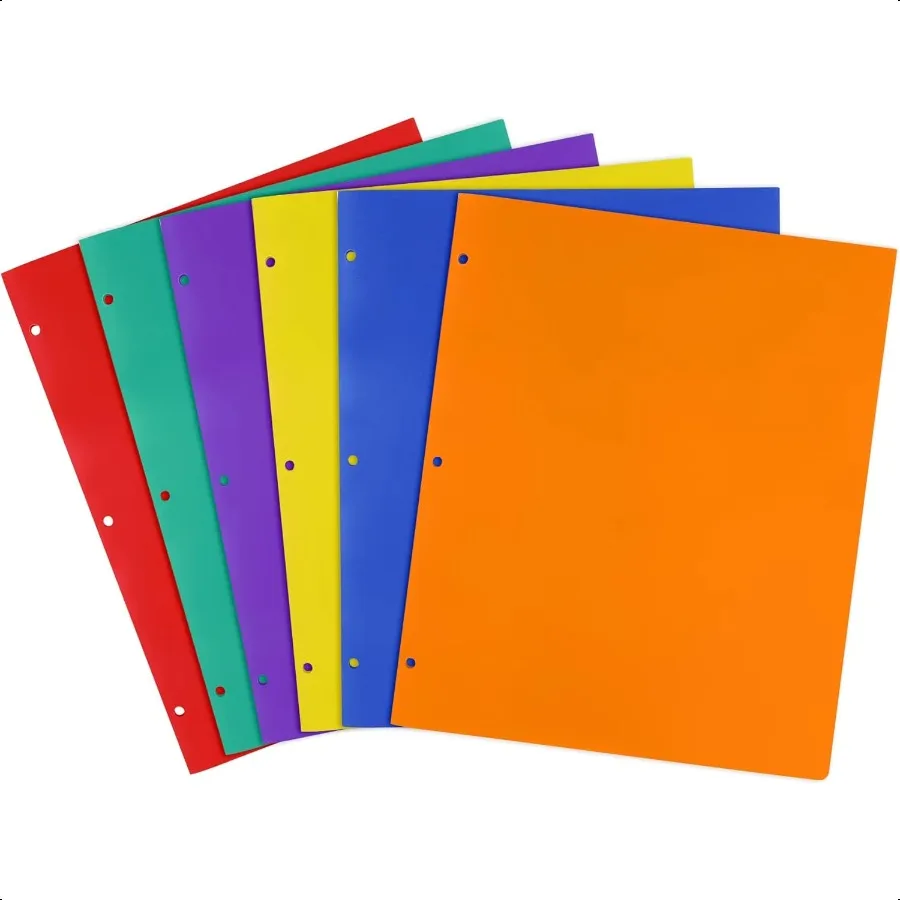 

Folders with Pockets 6 Assorted Colors Plastic Two Pocket Folders File Folder 2 Pockets Folder and 3 Hole for School Home and O