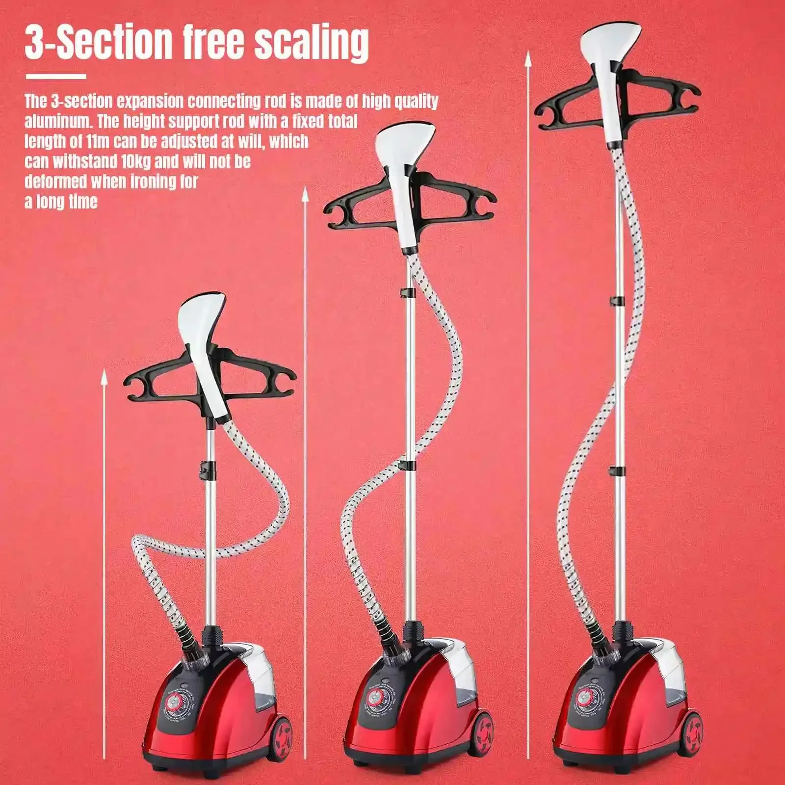 آلة بخار الملابس المحمولة للملابس ، مكواة بخار عمودية معلقة ، المنزل ، 11 ترس قابل للتعديل ، 1.8 لتر ، من من من من من من من من نوع W