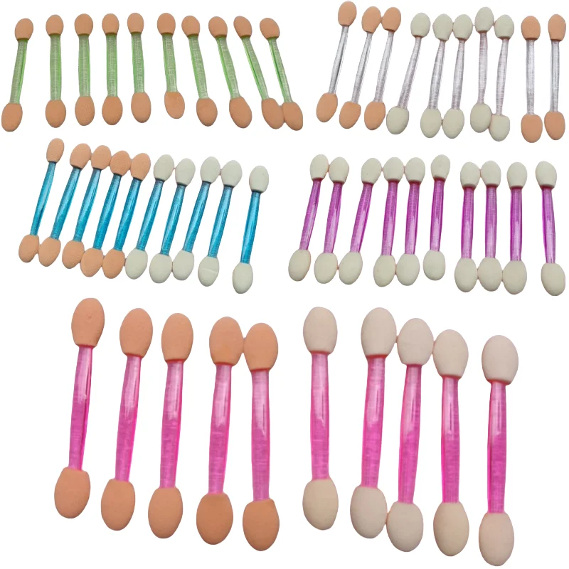 Colores aleatorios, aplicadores de esponja portátiles de doble punta para sombra de ojos, para maquillaje, arte de uñas