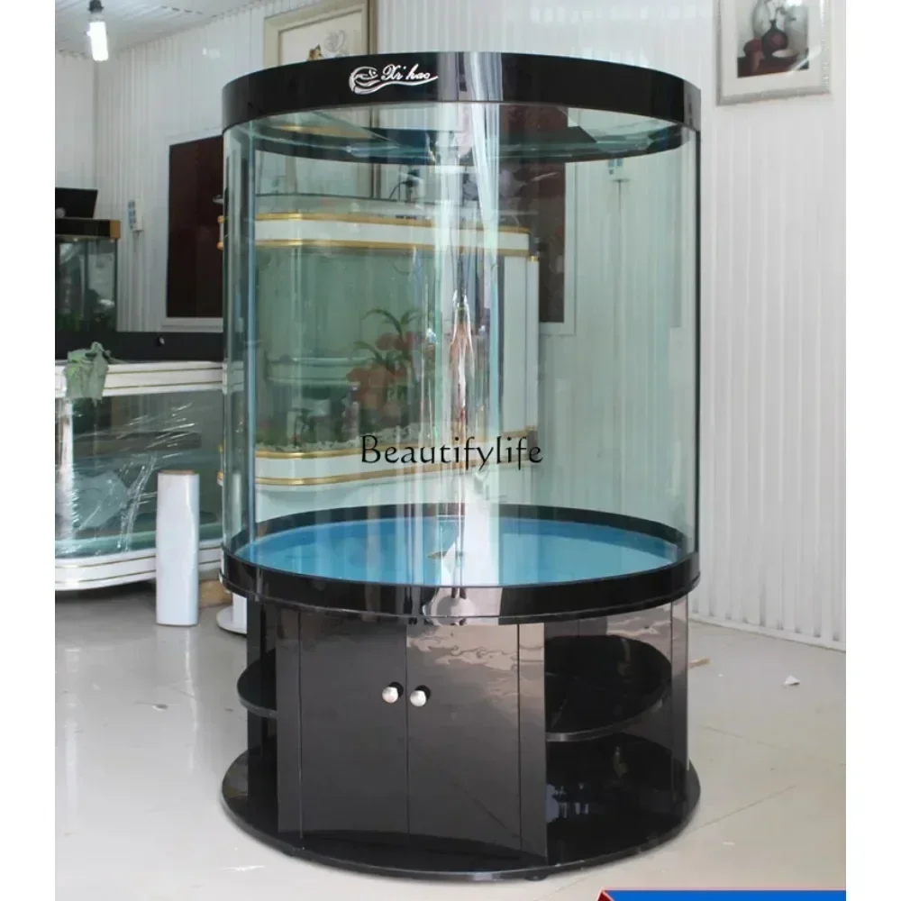 

Cylindrical Fish Tank Living Room Aquarium Glass Ecological Large Bottom Filter Change Water