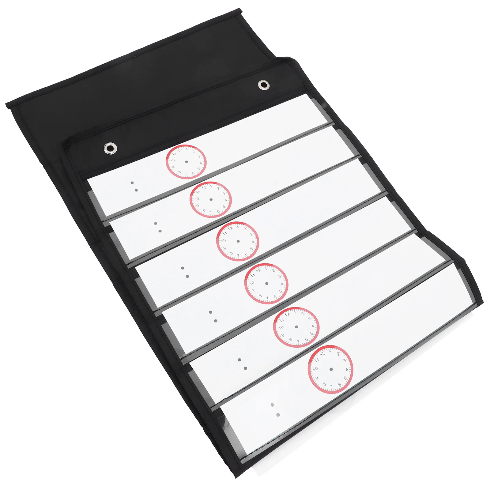 

Daily Schedule Pocket Chart Black Oxford Fabric Clear Pet Pockets Reusable Dry Erase Cards Visual Learning Classroom Tool