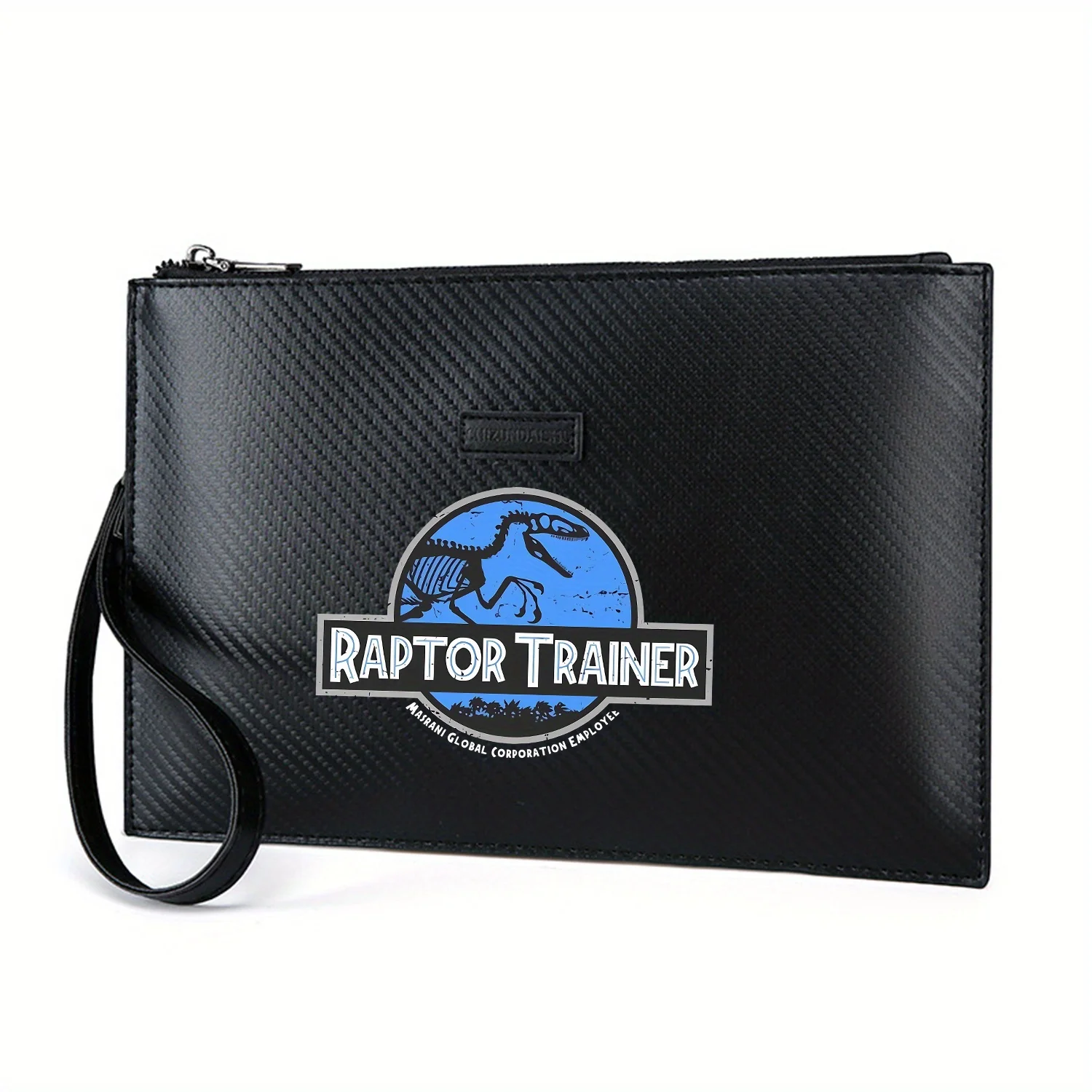 Raptor skeleton,training logo Masrani Elegant Printed PU Men's Handbag Fashionable and Practical for Everyday Carry