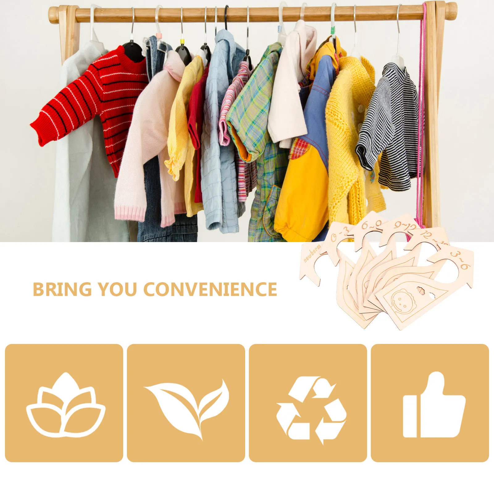 

Набор из 6 деревянных разделителей для детского гардероба: органайзер для одежды младенцев, простой в использовании, с гладкой и безопасной поверхностью