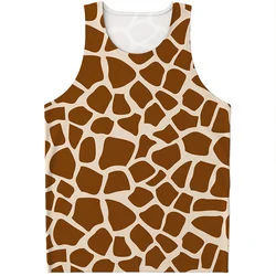 Personality Giraffe Skin Graphic Tank Top For Men Summer 3D Printed Animal Fur Vest Street Oversized Sleeveless T-Shirt Tops