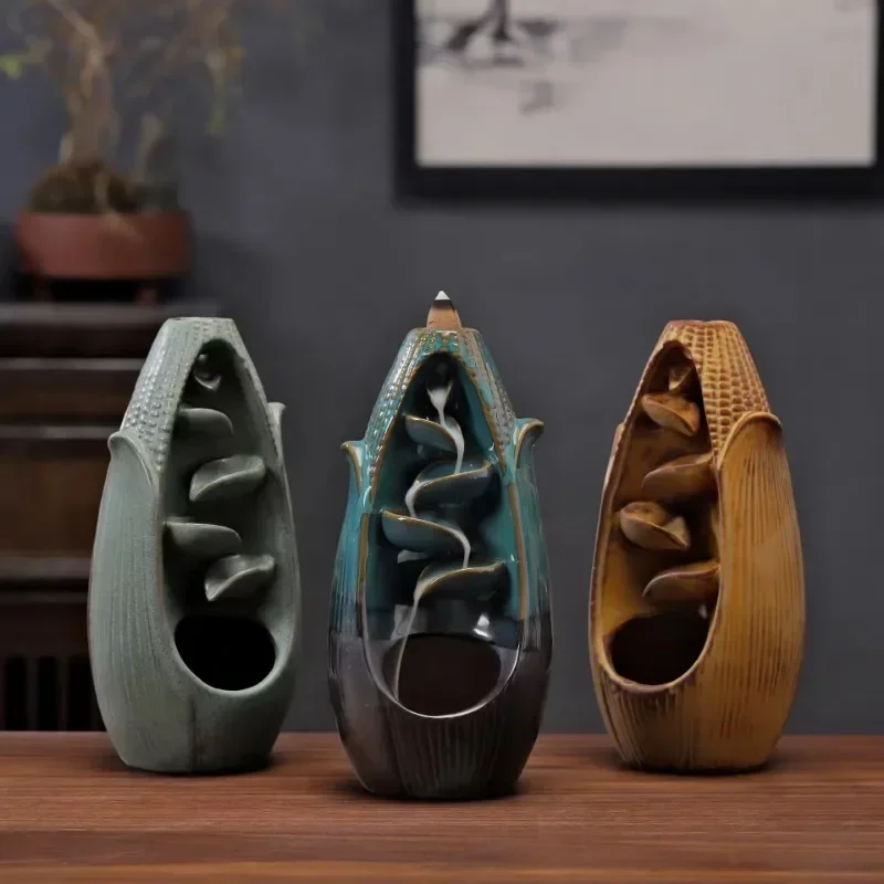 Mini Backflow Incense Burner Smoke Waterfall Incense Burner for Home Office Decor