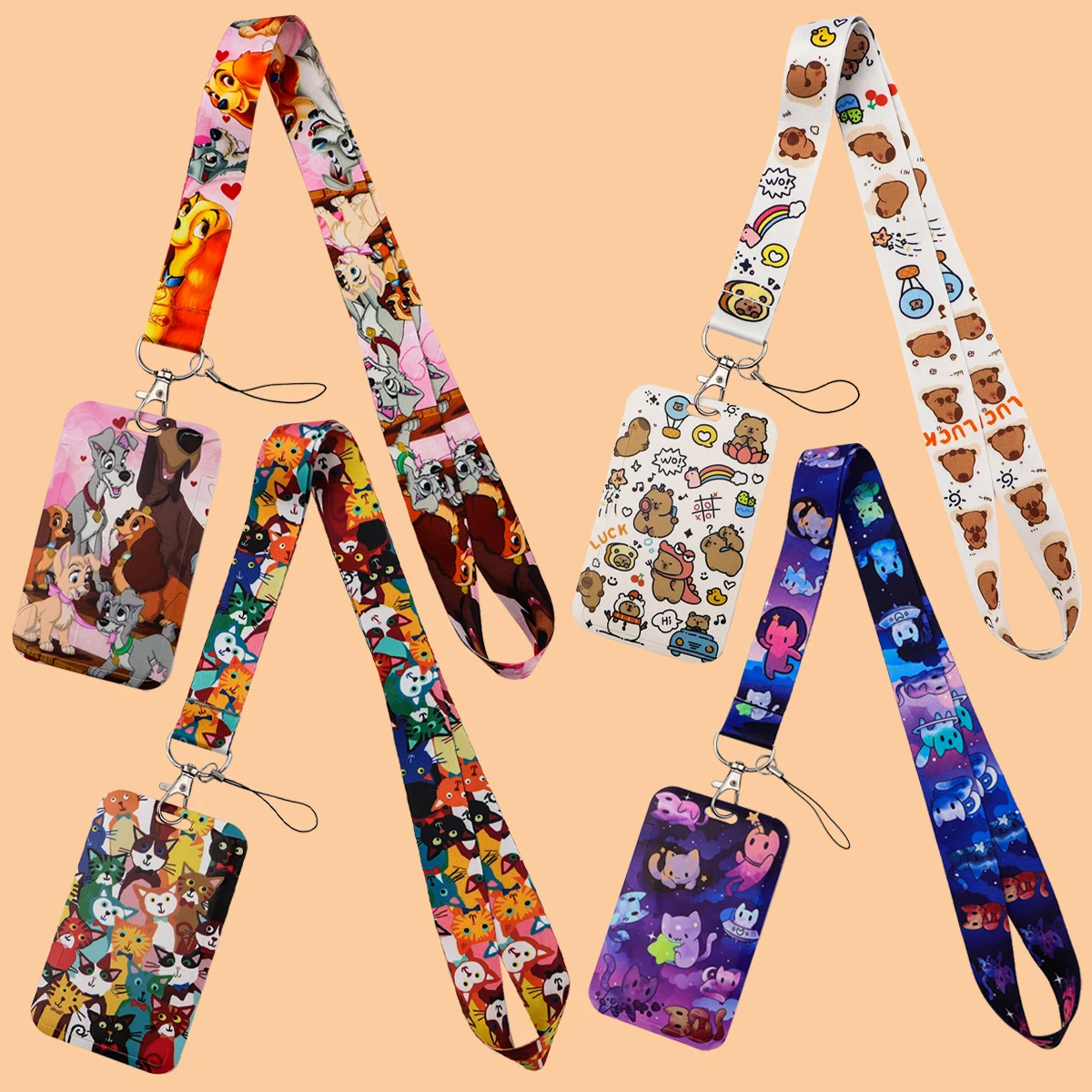 Cordones bonitos para perros y gatos para llaves, correa para el cuello de estilo Animal, tarjeta de identificación, correa para teléfono móvil, soporte para insignia, cuerda para colgar, accesorios para llaveros