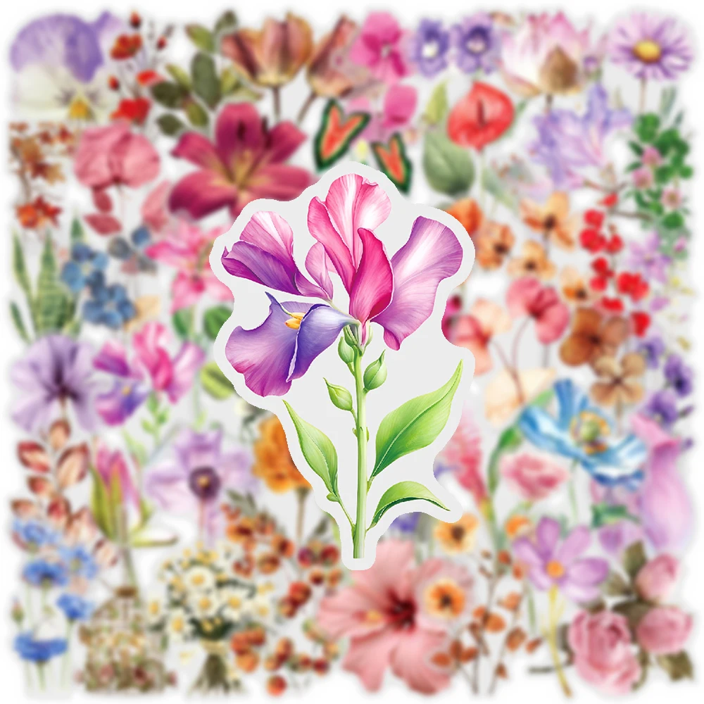 

10/30/50pcs Transparent Cartoon Beautiful Flowers Stickers Cute Aesthetic Graffiti Sticker DIY Notebook Phone Helmet Sticker Toy