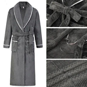 Winter Verdicken Paar Flanell Lange Robe Nachtwäsche Warme männer Nachtwäsche Bademantel Kleid Große Größe Lose Korallen Fleece Homewear 4XL