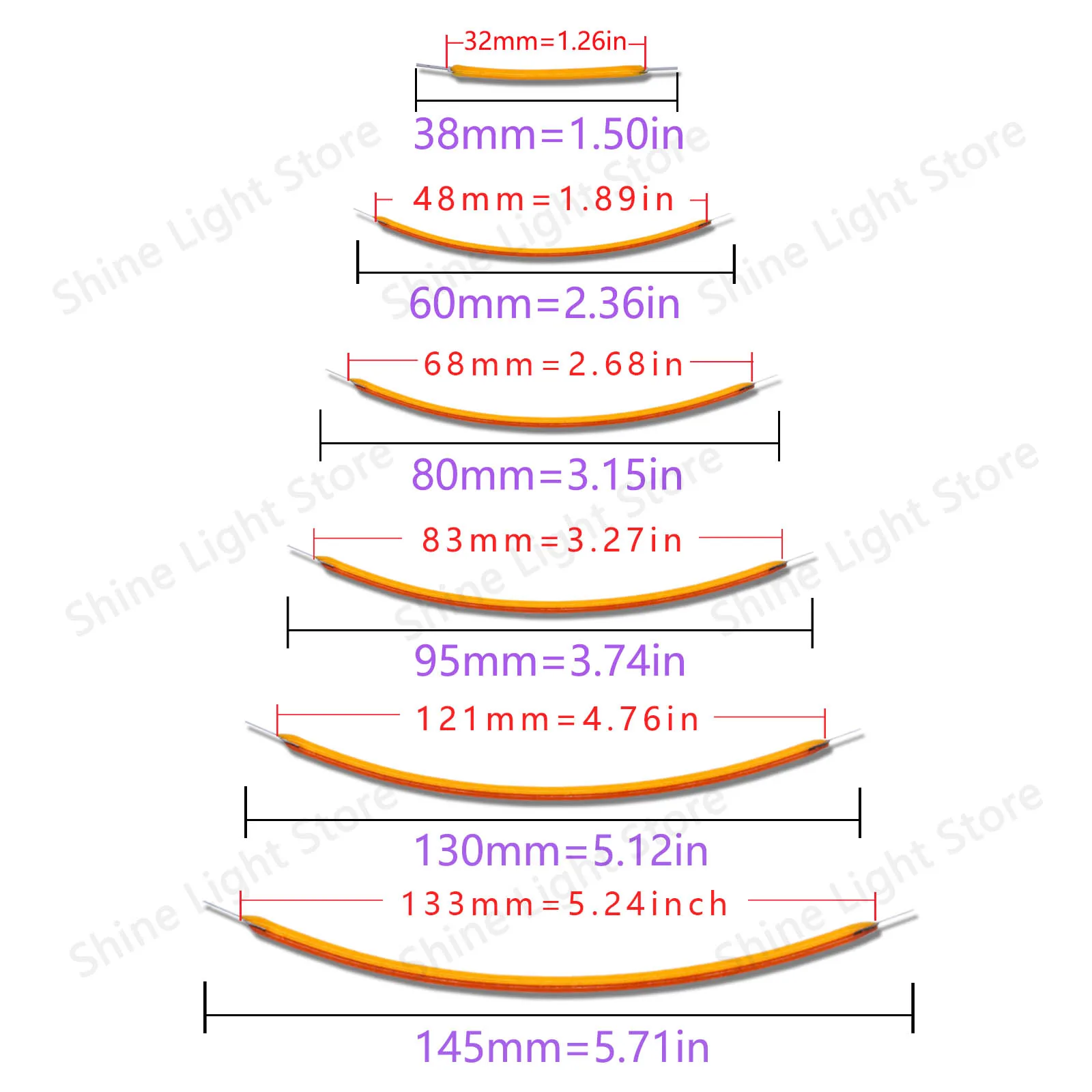 DC3V ice blue 60mm 80mm 95mm 130mm 145mm 185mm 260mm 300mm 360mm 450mm LED Flexible Filamenti Edison DC3V Bulb Diode Decoration