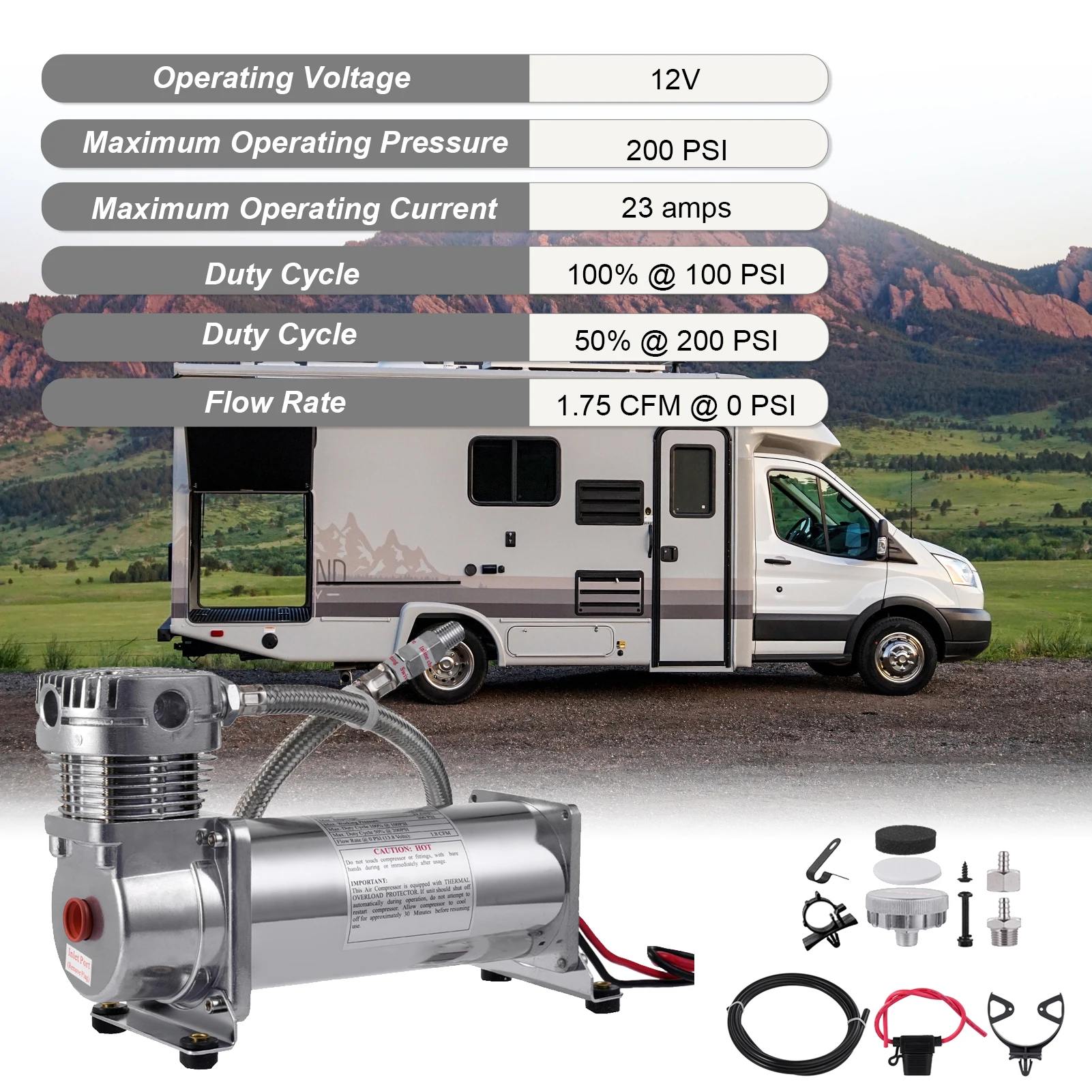 Compresseur de klaxon d'air 12V, compresseur d'air de garage portable, accessoires de voiture compresseurs d'air pour bateaux automobiles RVs voiture pick-up SUV
