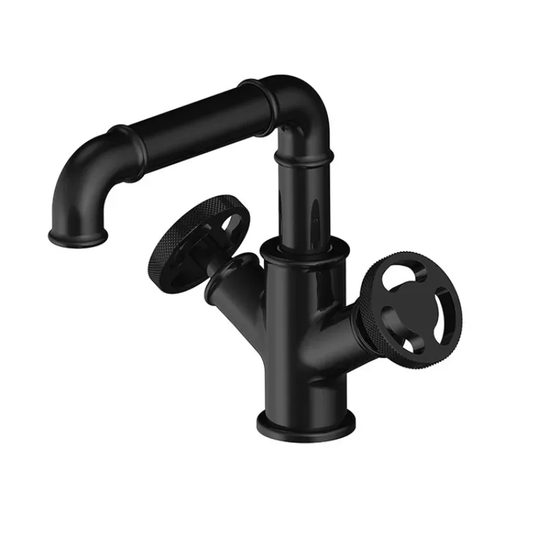 

Латунный смеситель для раковины с двойной ручкой, современный дизайн, с высоким керамическим водопроводным краном для ванной комнаты, монтируемый на палубе