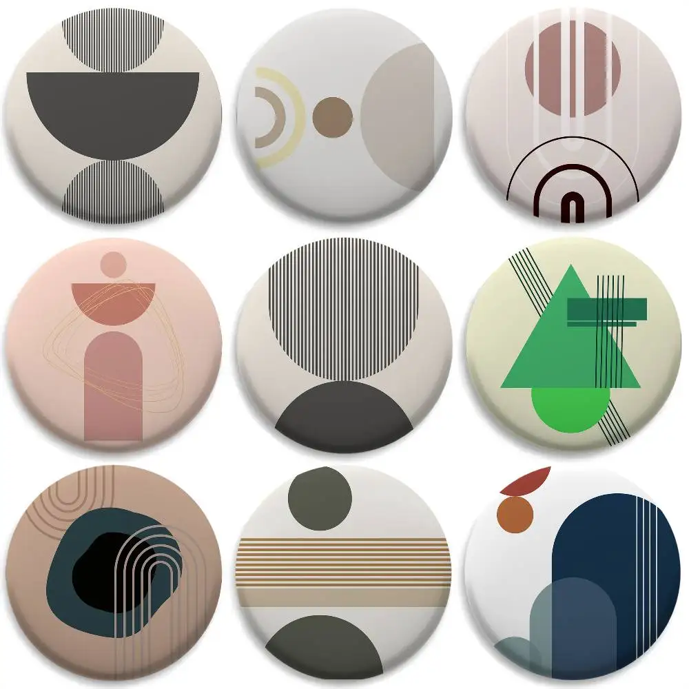 

Minimalist Abstract Geometric Badges Round Exquisite Badge Brooches Creative Pins For Clothes Hat Backpack Gift Accessories