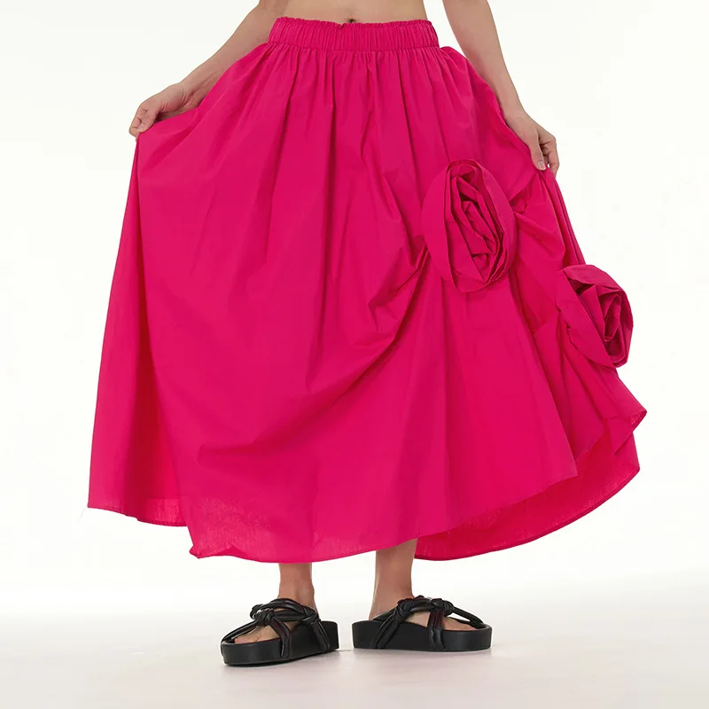 

2024 new three-dimensional flower bud skirt Lean flower decoration skirt irregular large hem skirt