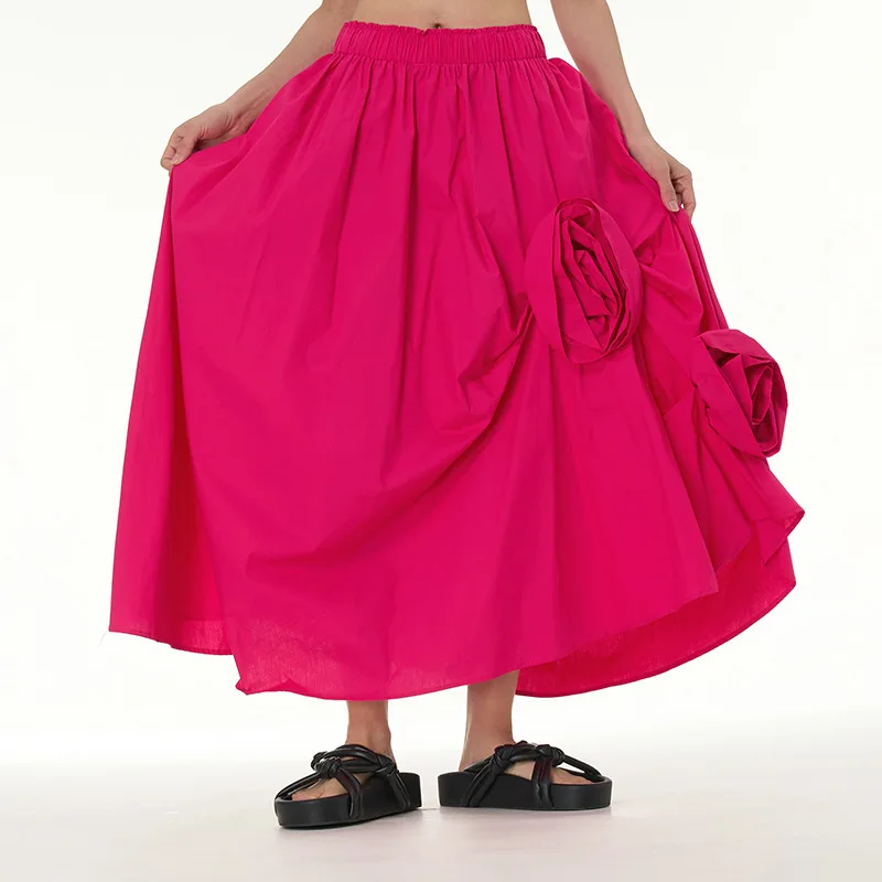 2024 new three-dimensional flower bud skirt Lean flower decoration skirt irregular large hem skirt